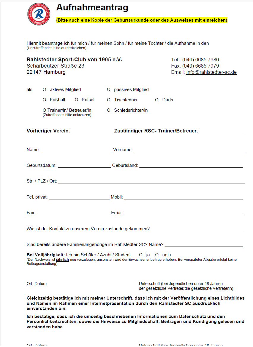 Antrag Mitgliedschaft